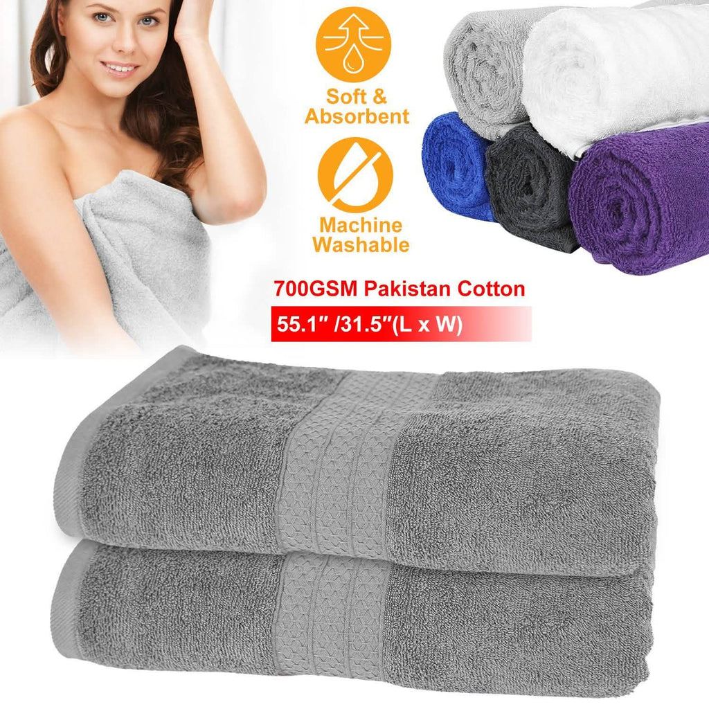 Lot de 2 : Serviettes de bain en coton du Pakistan