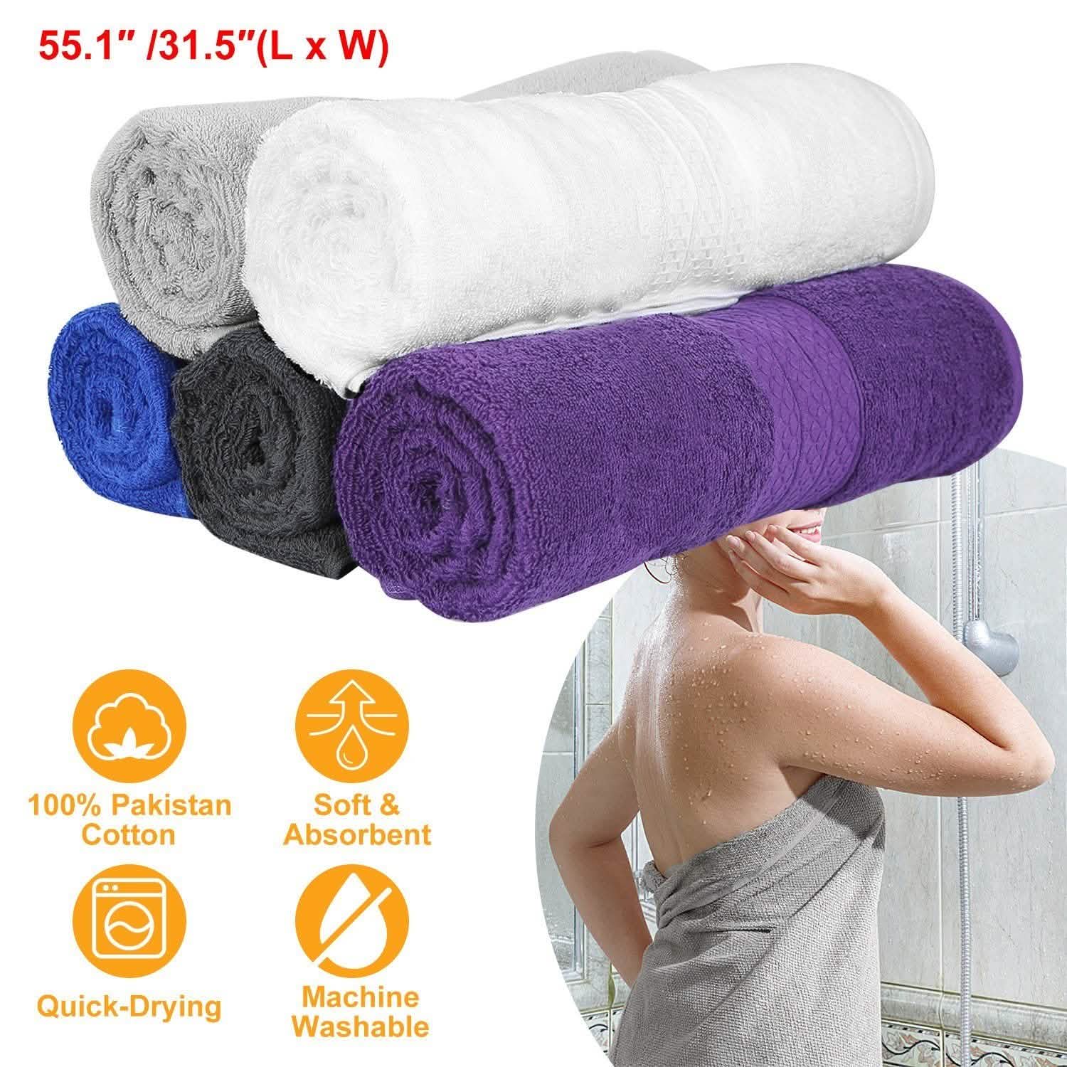 Lot de 2 : Serviettes de bain en coton du Pakistan