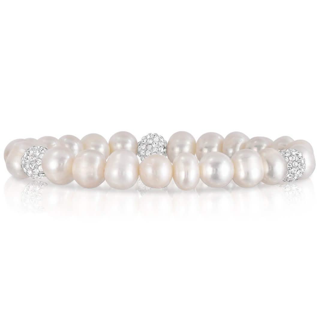 Lot de 2 : Bracelet extensible perles et cristaux et boucles d'oreilles clous assorties