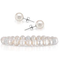Lot de 2 : Bracelet extensible perles et cristaux et boucles d'oreilles clous assorties