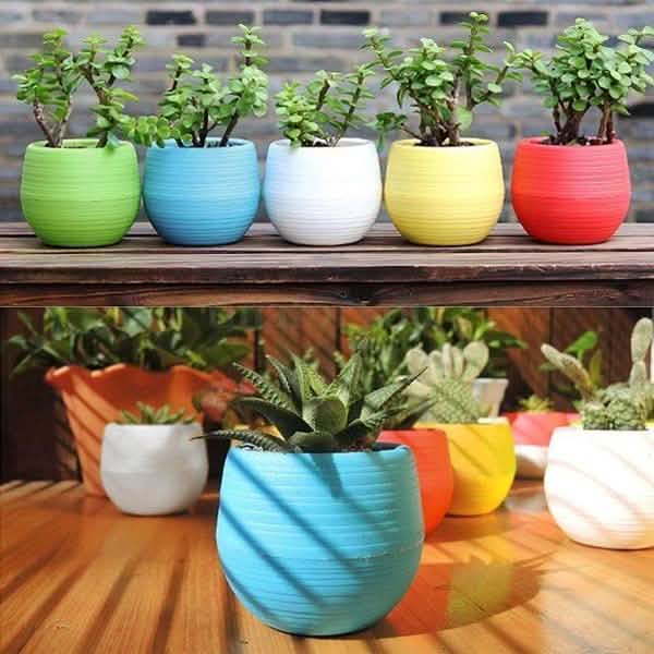 Lot de 2 : Pots de fleurs en plastique