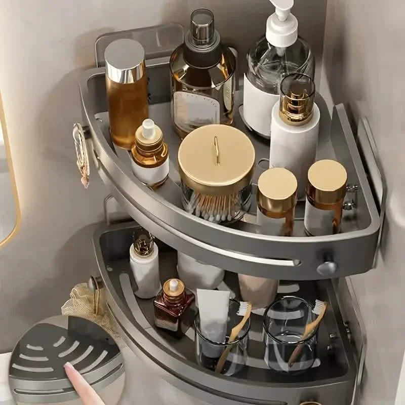 2 niveaux : Étagère d'angle de douche antirouille, étagères de douche murales adhésives sans perçage