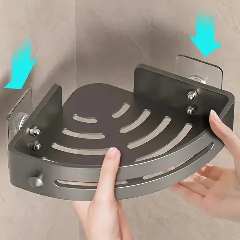 2 niveaux : Étagère d'angle de douche antirouille, étagères de douche murales adhésives sans perçage