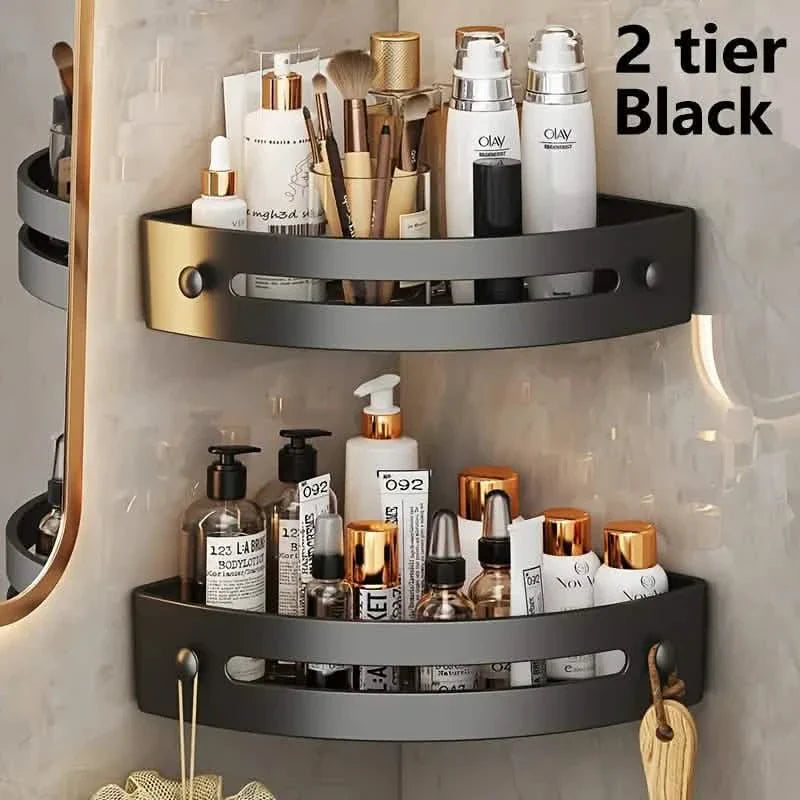 2 niveaux : Étagère d'angle de douche antirouille, étagères de douche murales adhésives sans perçage