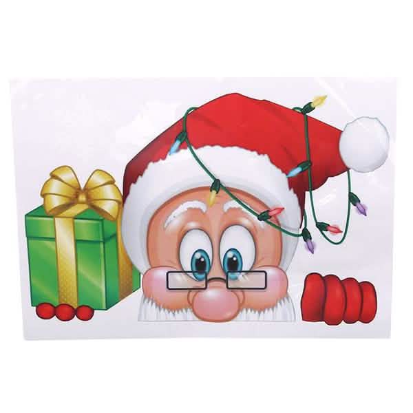 Lot de 2 : Autocollant de Noël double face pour vitrine de magasin, hôtel, avec Père Noël et élan