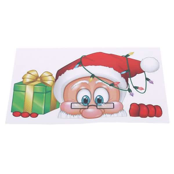 Lot de 2 : Autocollant de Noël double face pour vitrine de magasin, hôtel, avec Père Noël et élan