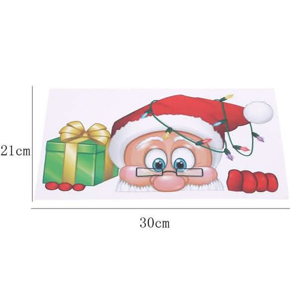 Lot de 2 : Autocollant de Noël double face pour vitrine de magasin, hôtel, avec Père Noël et élan