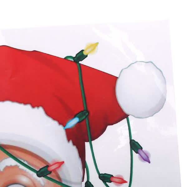 Lot de 2 : Autocollant de Noël double face pour vitrine de magasin, hôtel, avec Père Noël et élan