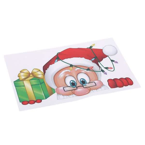 Lot de 2 : Autocollant de Noël double face pour vitrine de magasin, hôtel, avec Père Noël et élan