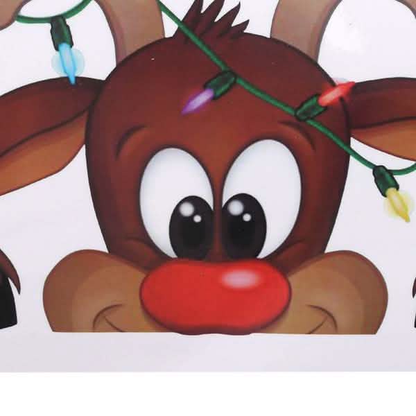 Lot de 2 : Autocollant de Noël double face pour vitrine de magasin, hôtel, avec Père Noël et élan