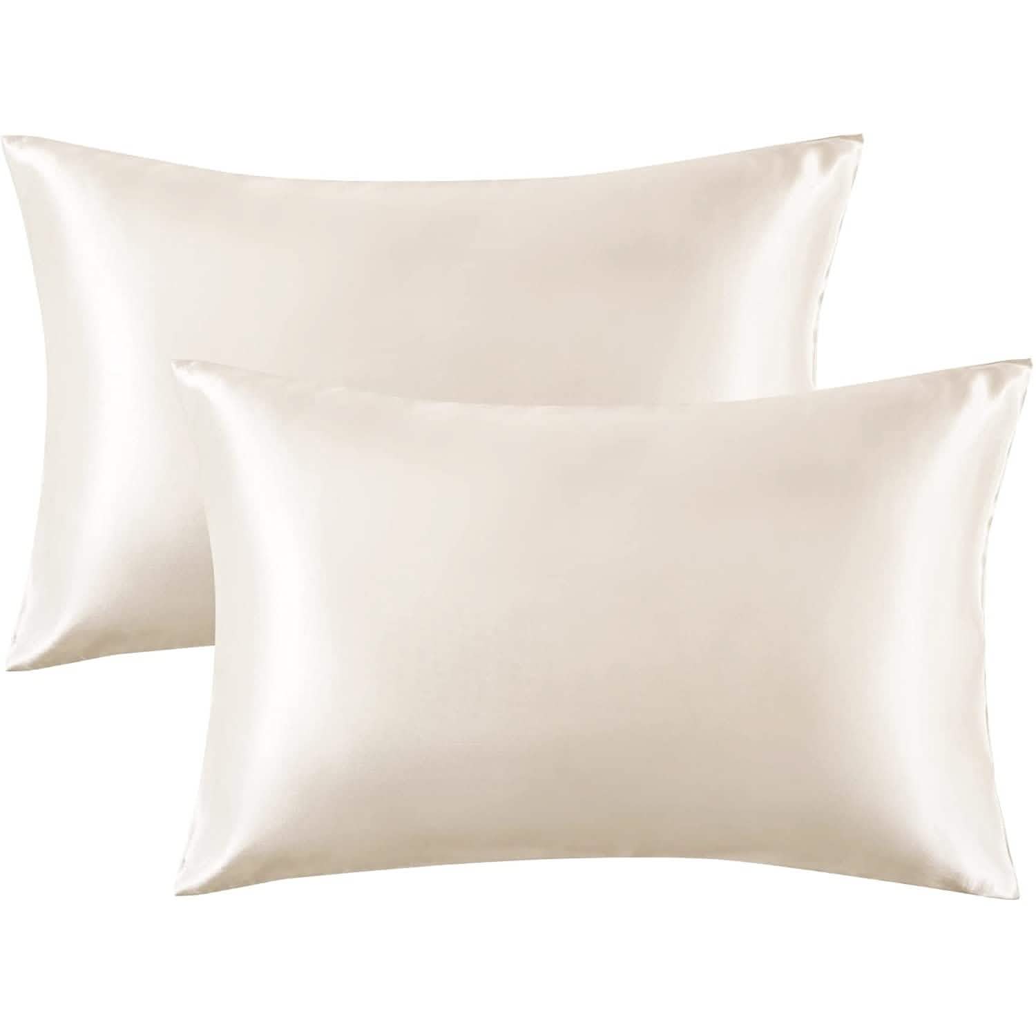 Lot de 2 : Taies d'oreiller en satin avec fermeture portefeuille
