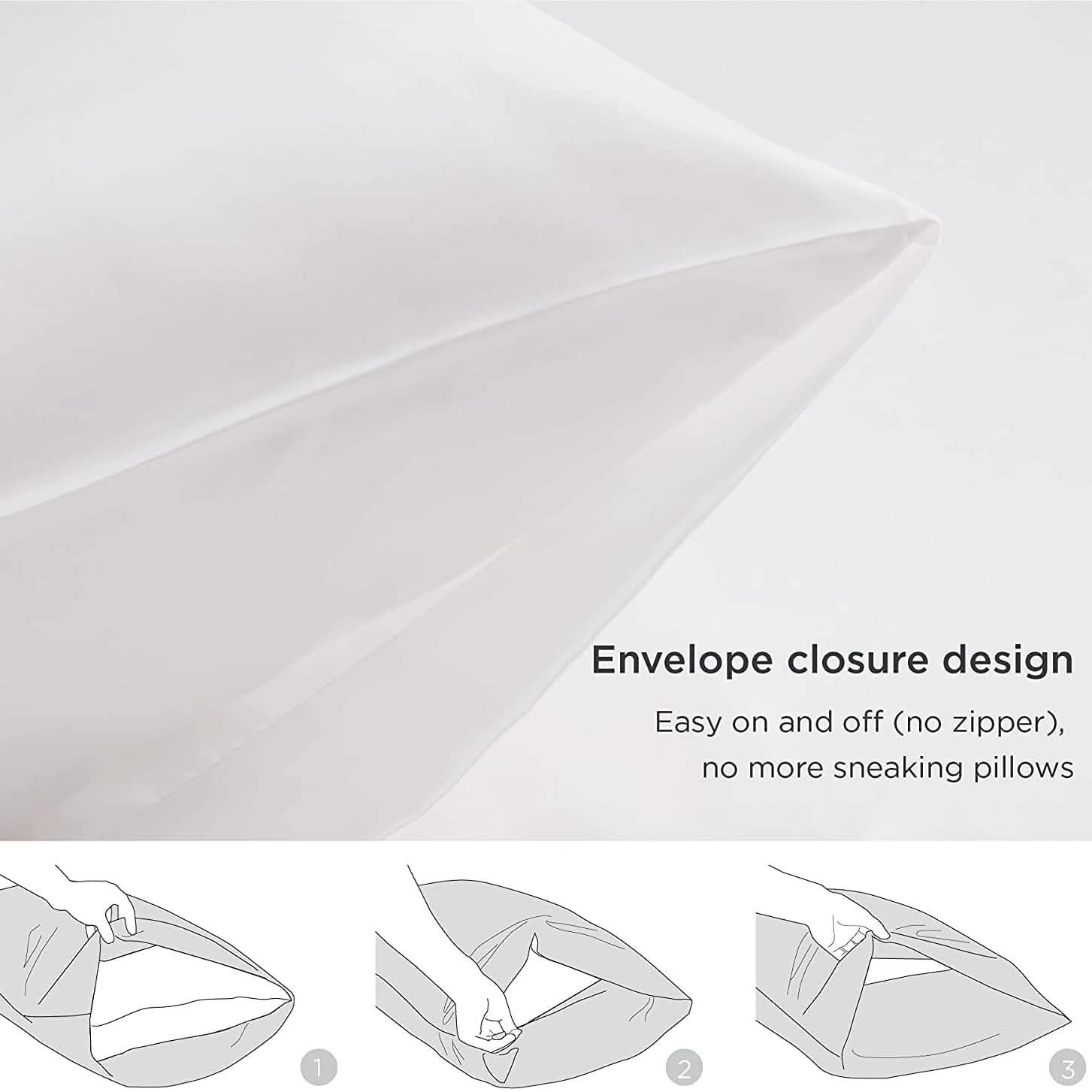 Lot de 2 : Taies d'oreiller en satin avec fermeture portefeuille