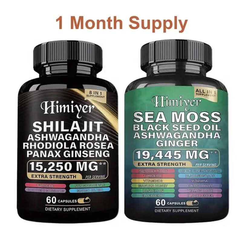 Lot de 2 : Shilajit + Mousse de mer – Combo vitalité haute puissance