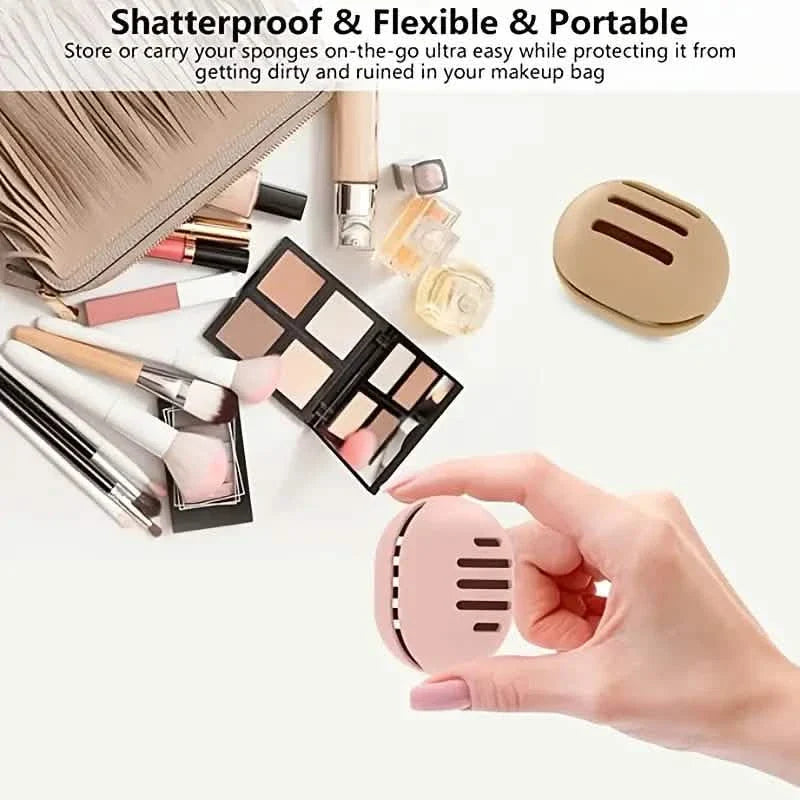 Lot de 2 : Étui de support en silicone pour éponge de maquillage