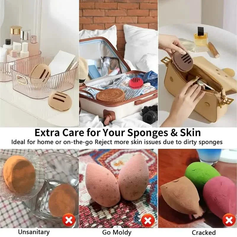 Lot de 2 : Étui de support en silicone pour éponge de maquillage
