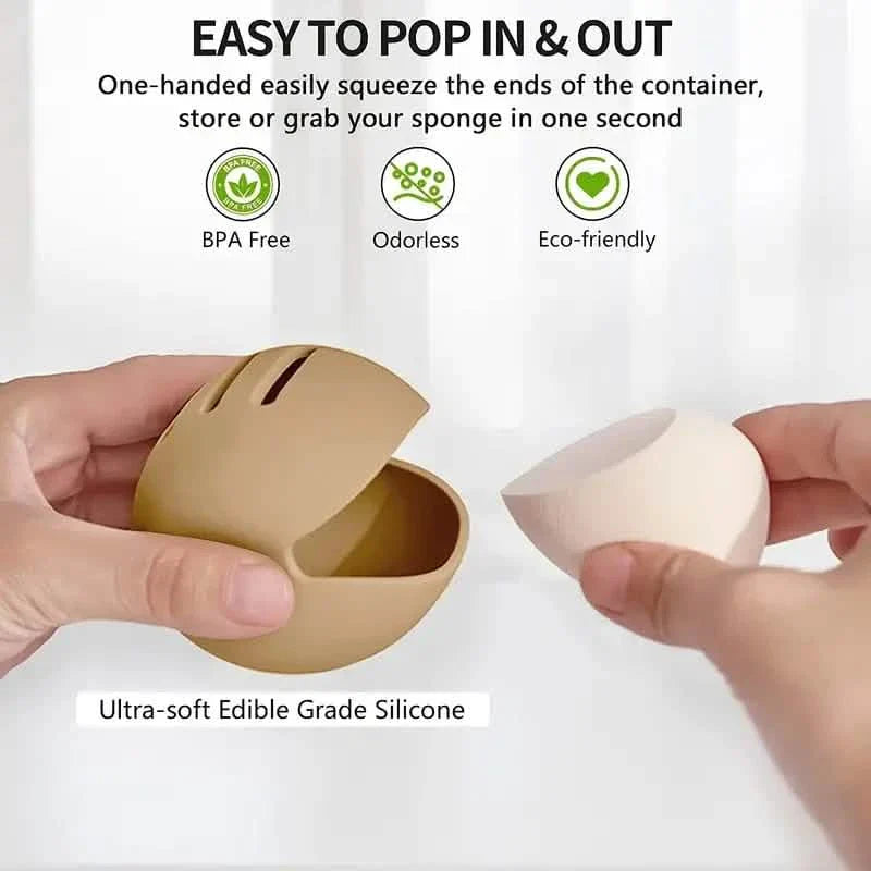 Lot de 2 : Étui de support en silicone pour éponge de maquillage