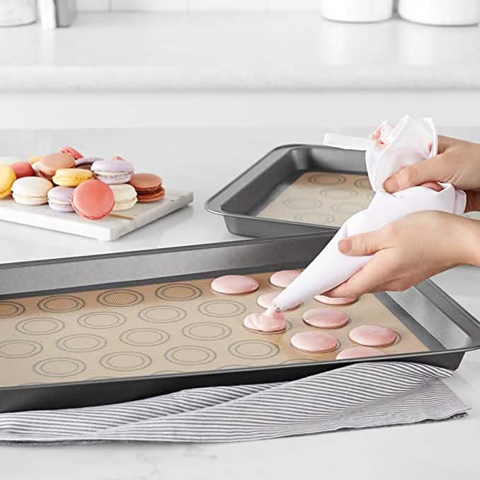 Lot de 2 : Tapis de cuisson en silicone antiadhésif pour macarons, de qualité alimentaire