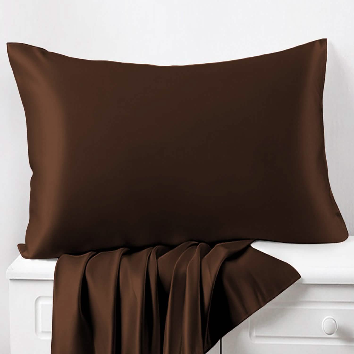 Lot de 2 : Taies d'oreiller en satin doux et soyeux pour les cheveux et anti-acné