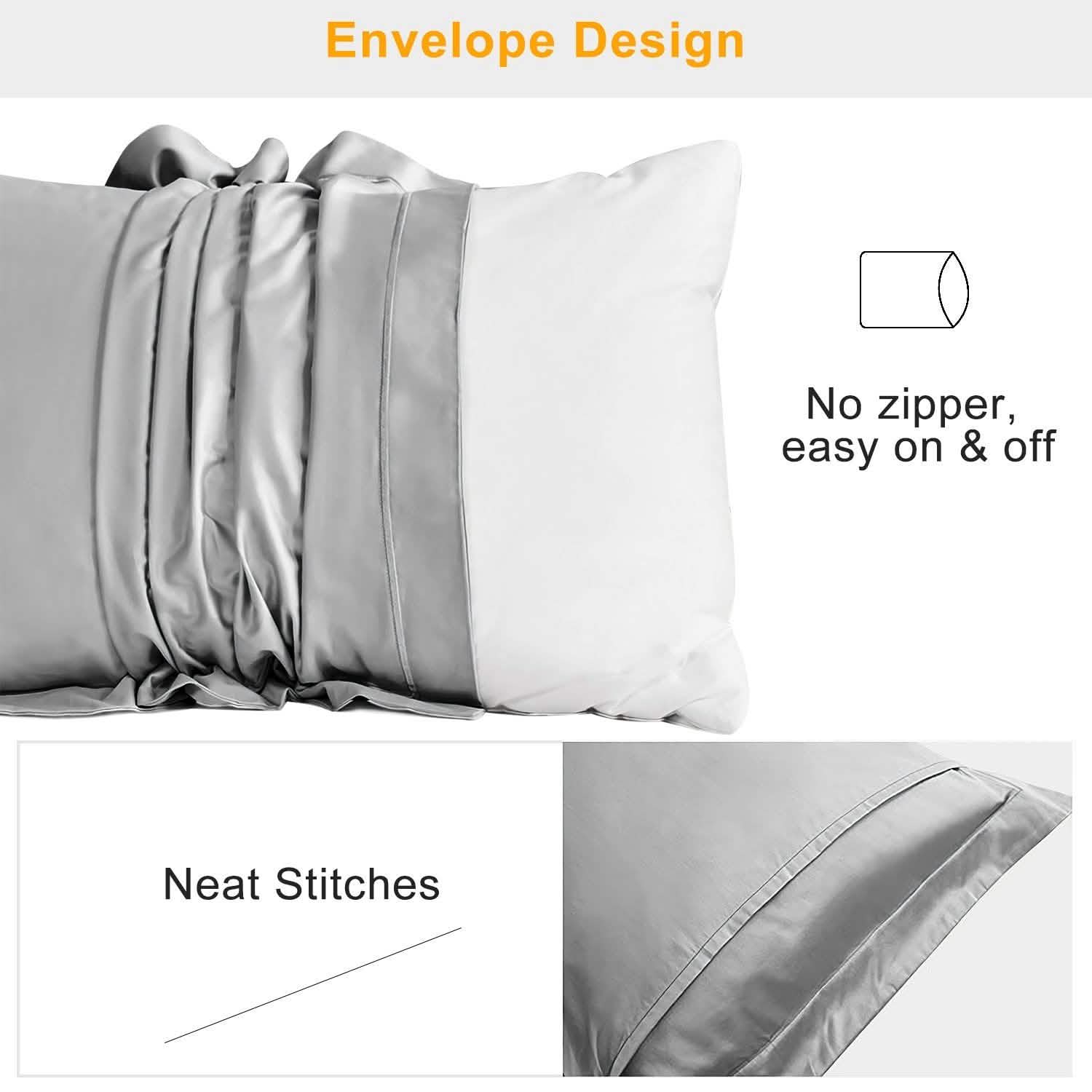 Lot de 2 : Taie d'oreiller douce en satin soyeux