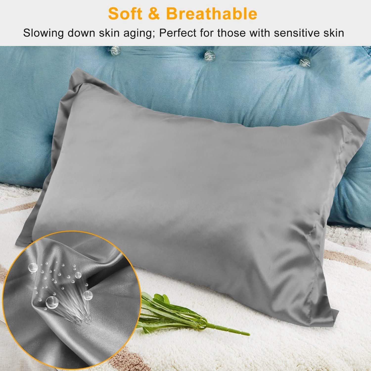 Lot de 2 : Taie d'oreiller douce en satin soyeux