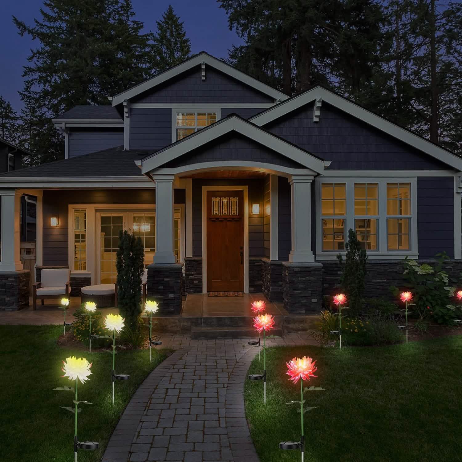 Lot de 2 : Lampes solaires LED Chrysanthème