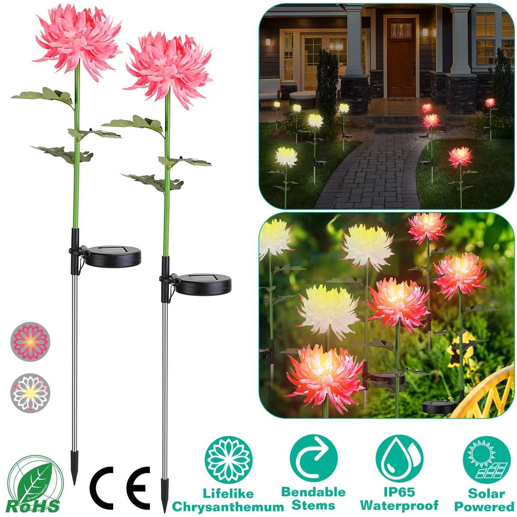 Lot de 2 : Lampes solaires LED Chrysanthème