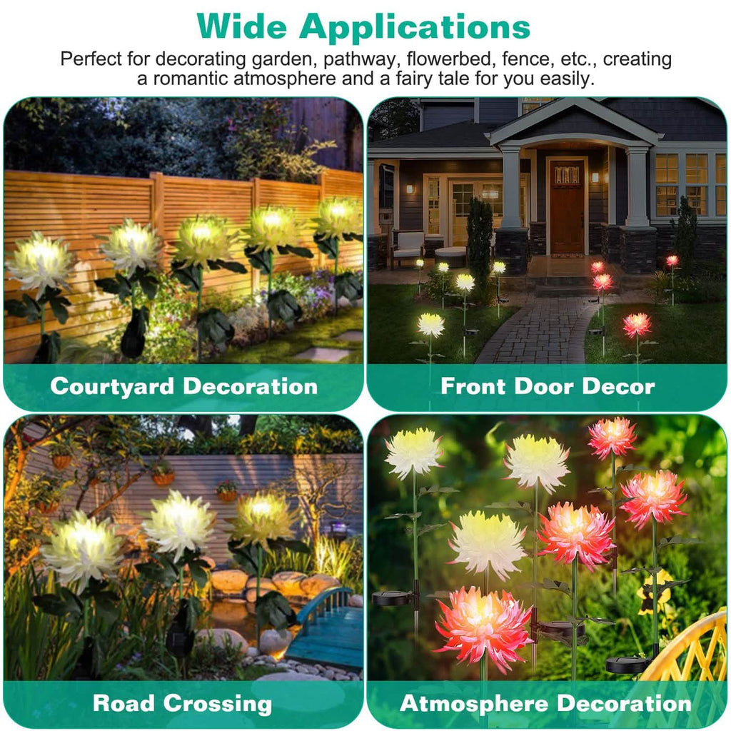 Lot de 2 : Lampes solaires LED Chrysanthème