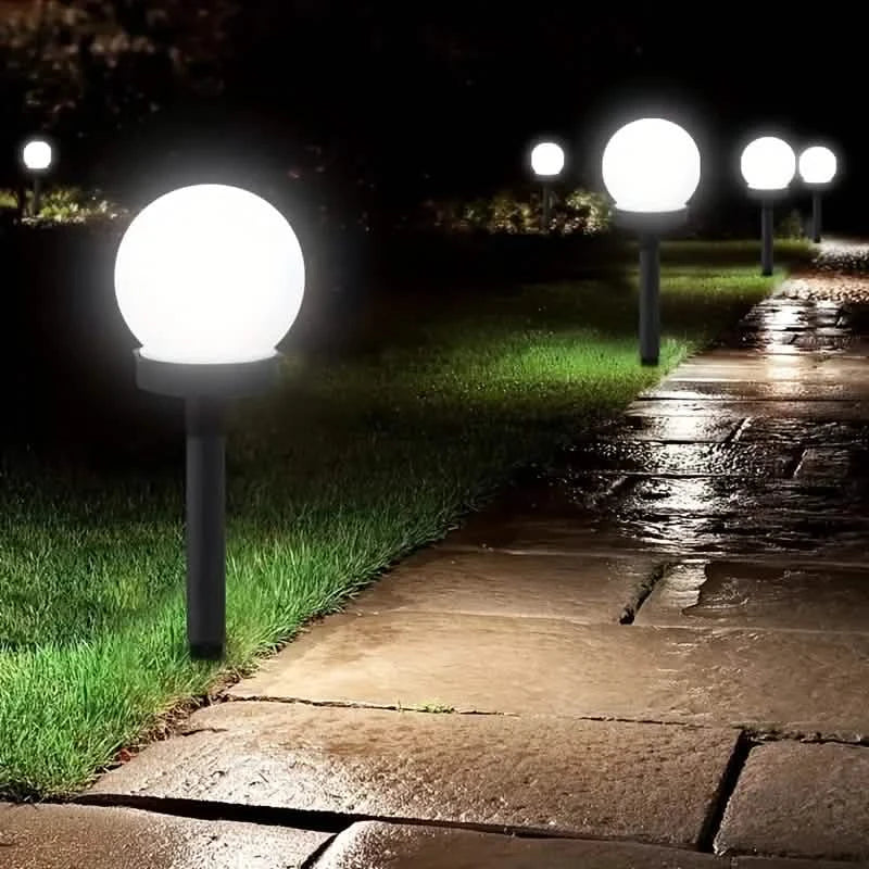 Lot de 2 : Lampe solaire de jardin LED globe
