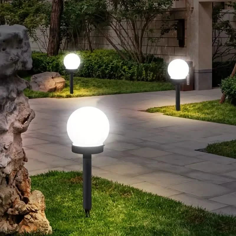 Lot de 2 : Lampe solaire de jardin LED globe