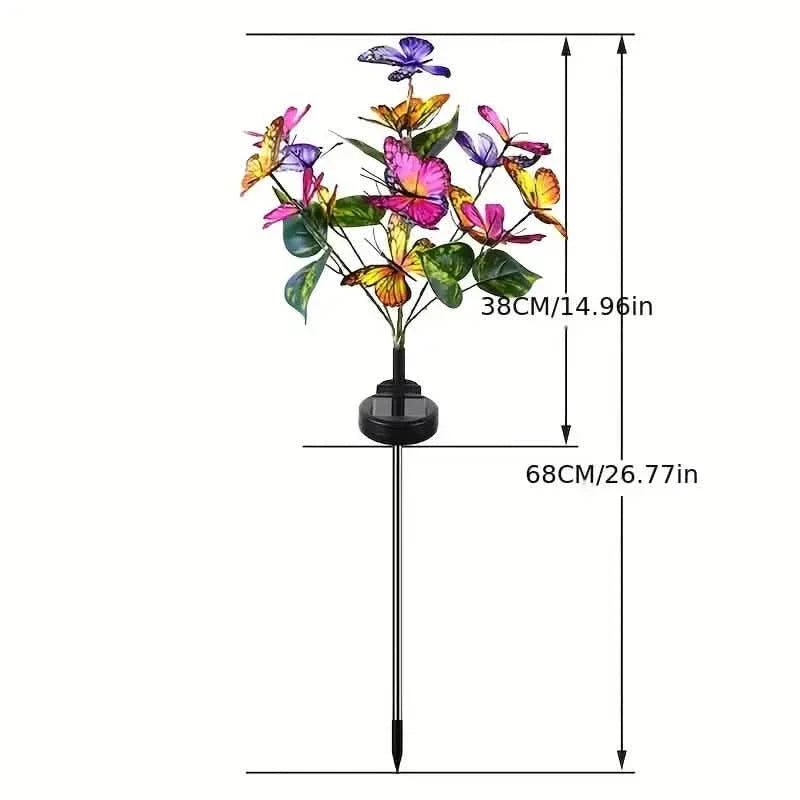 Lot de 2 : Lampe solaire papillon fleurie