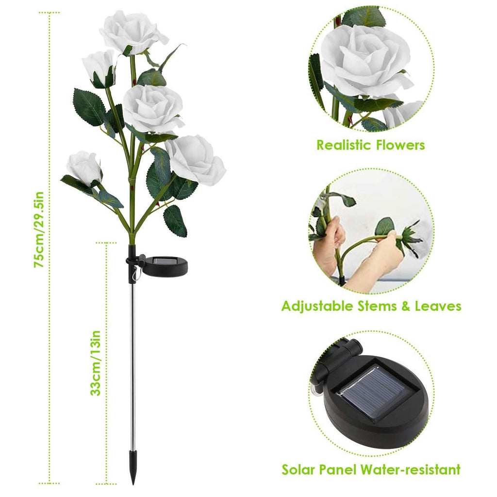 Lot de 2 : Lampe décorative LED en forme de rose à énergie solaire
