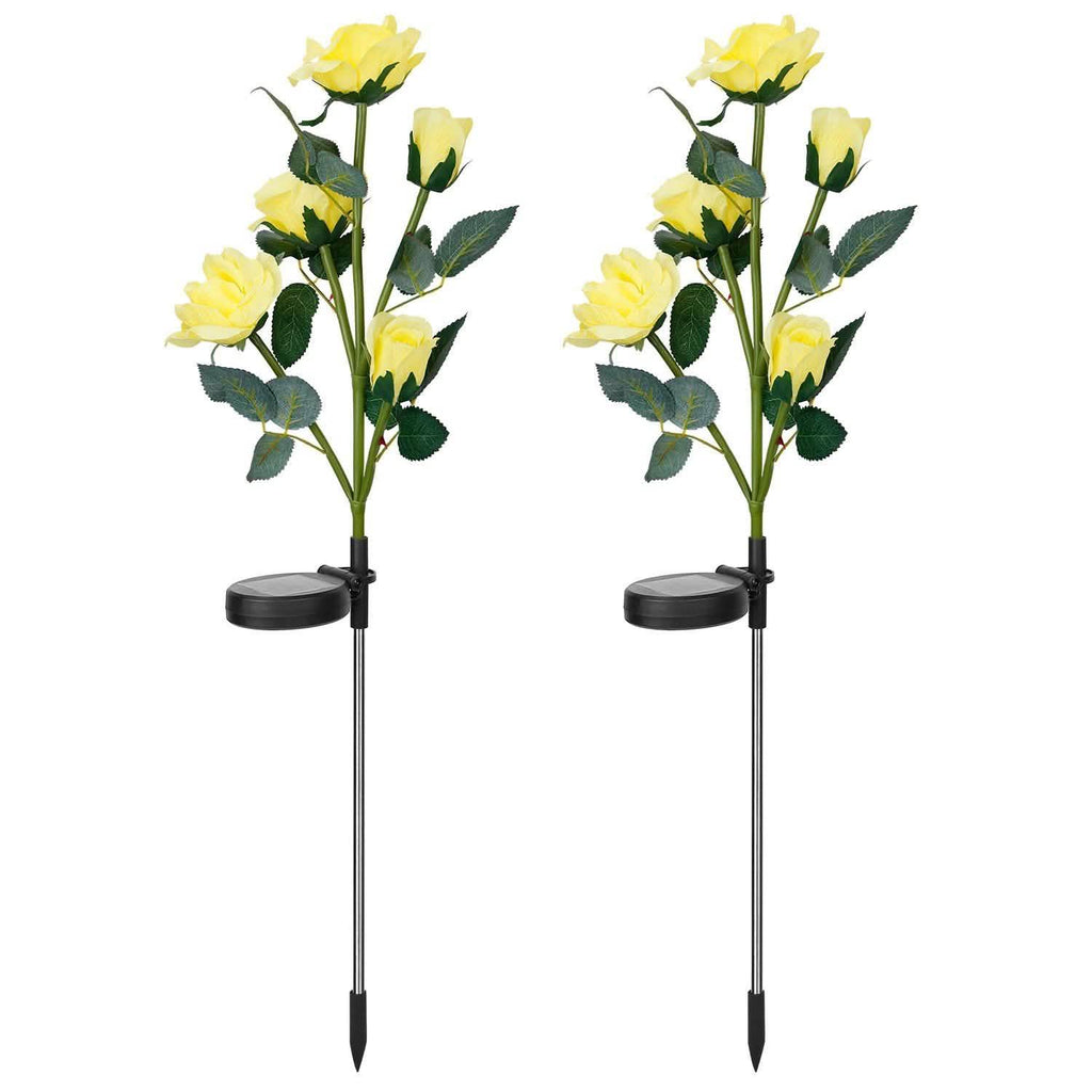 Lot de 2 : Lampe décorative LED en forme de rose à énergie solaire