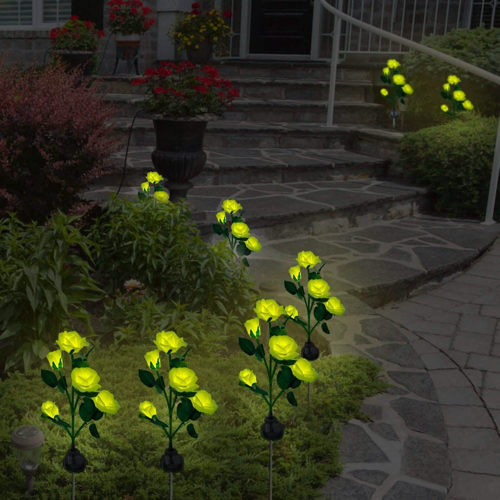 Lot de 2 : Lampe décorative LED en forme de rose à énergie solaire
