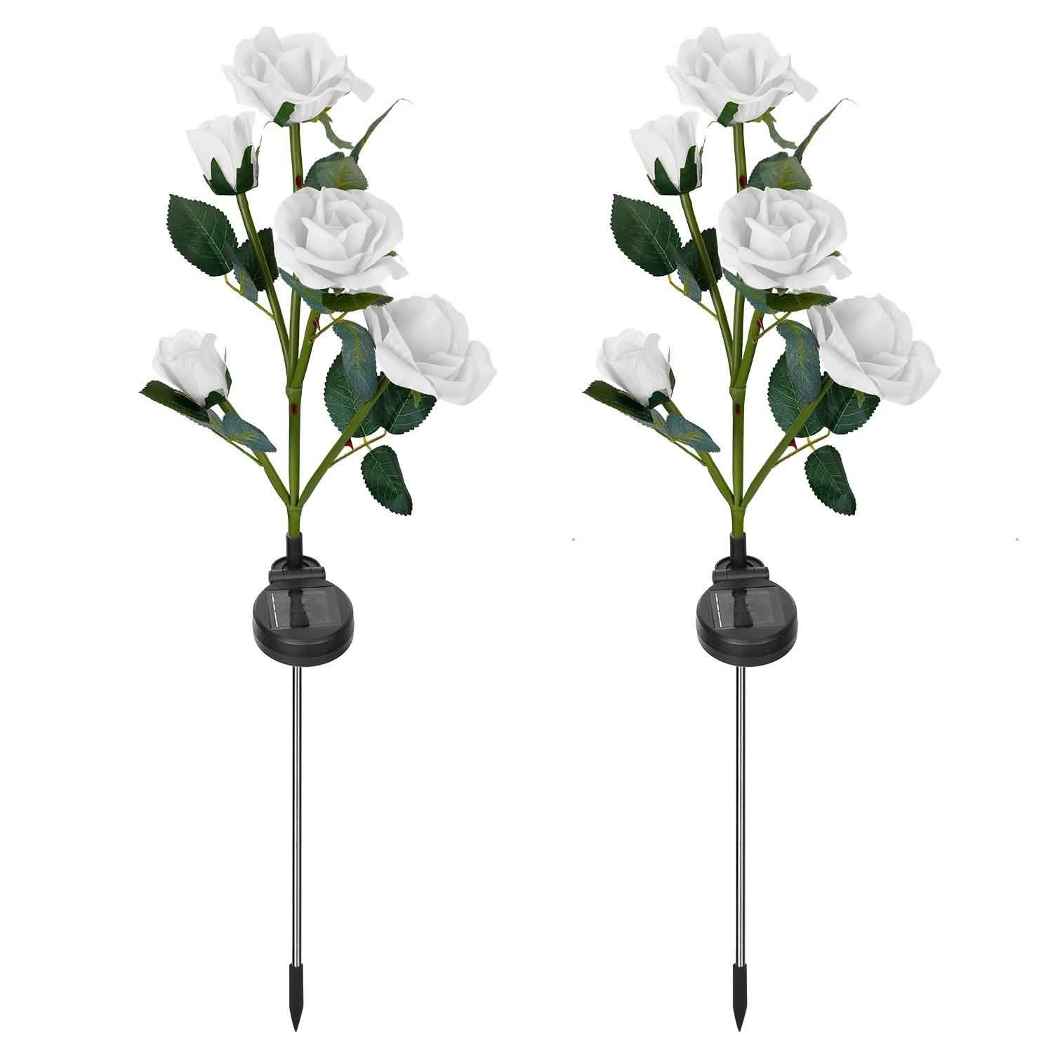 Lot de 2 : Lampe décorative LED en forme de rose à énergie solaire