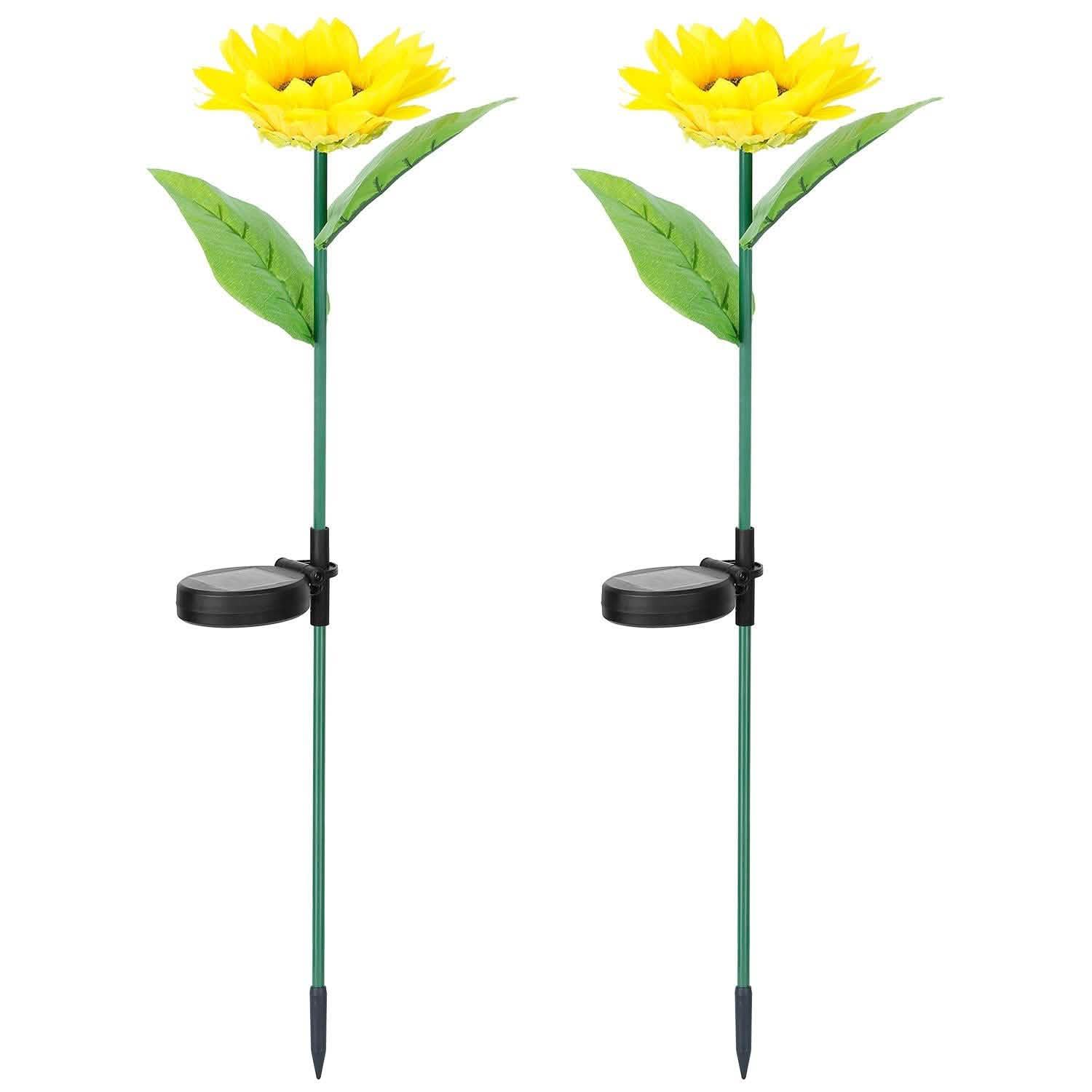 Lot de 2 : Lampes Solaires Décoratives Tournesol à LED sur Piquet