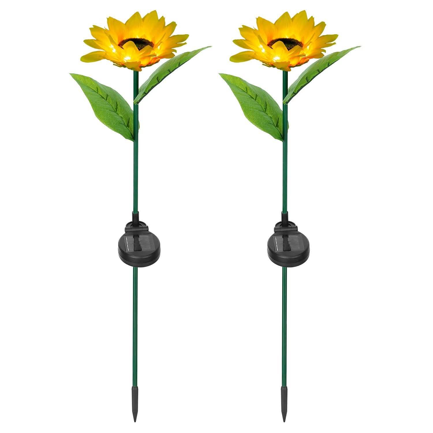 Lot de 2 : Lampes Solaires Décoratives Tournesol à LED sur Piquet
