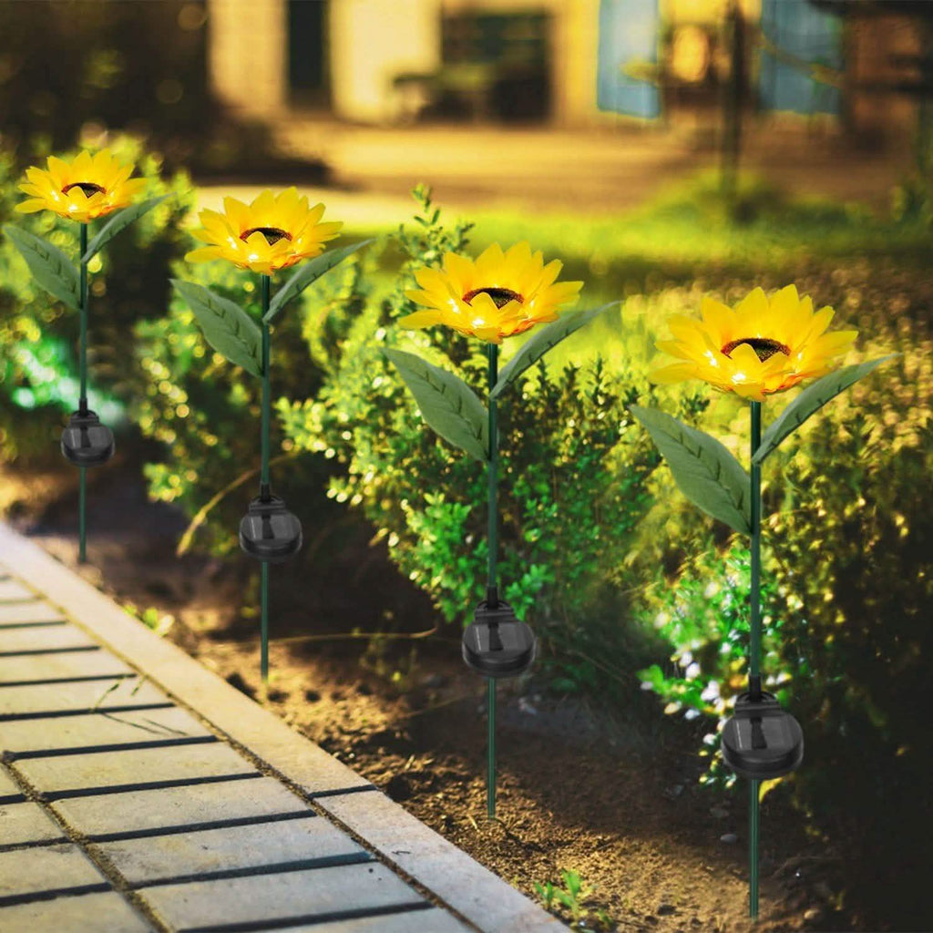 Lot de 2 : Lampes Solaires Décoratives Tournesol à LED sur Piquet