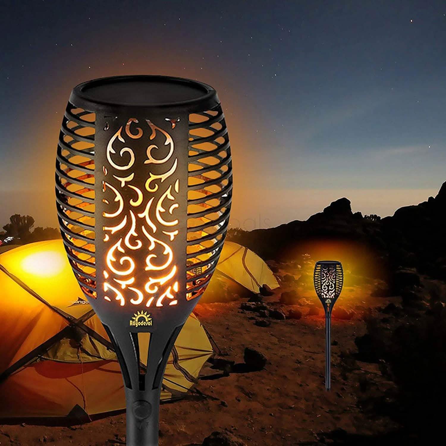 Lot de 2 : Lampes torches solaires d'extérieur
