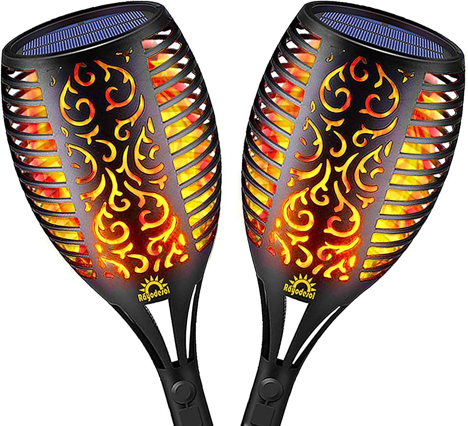 Lot de 2 : Lampes torches solaires d'extérieur