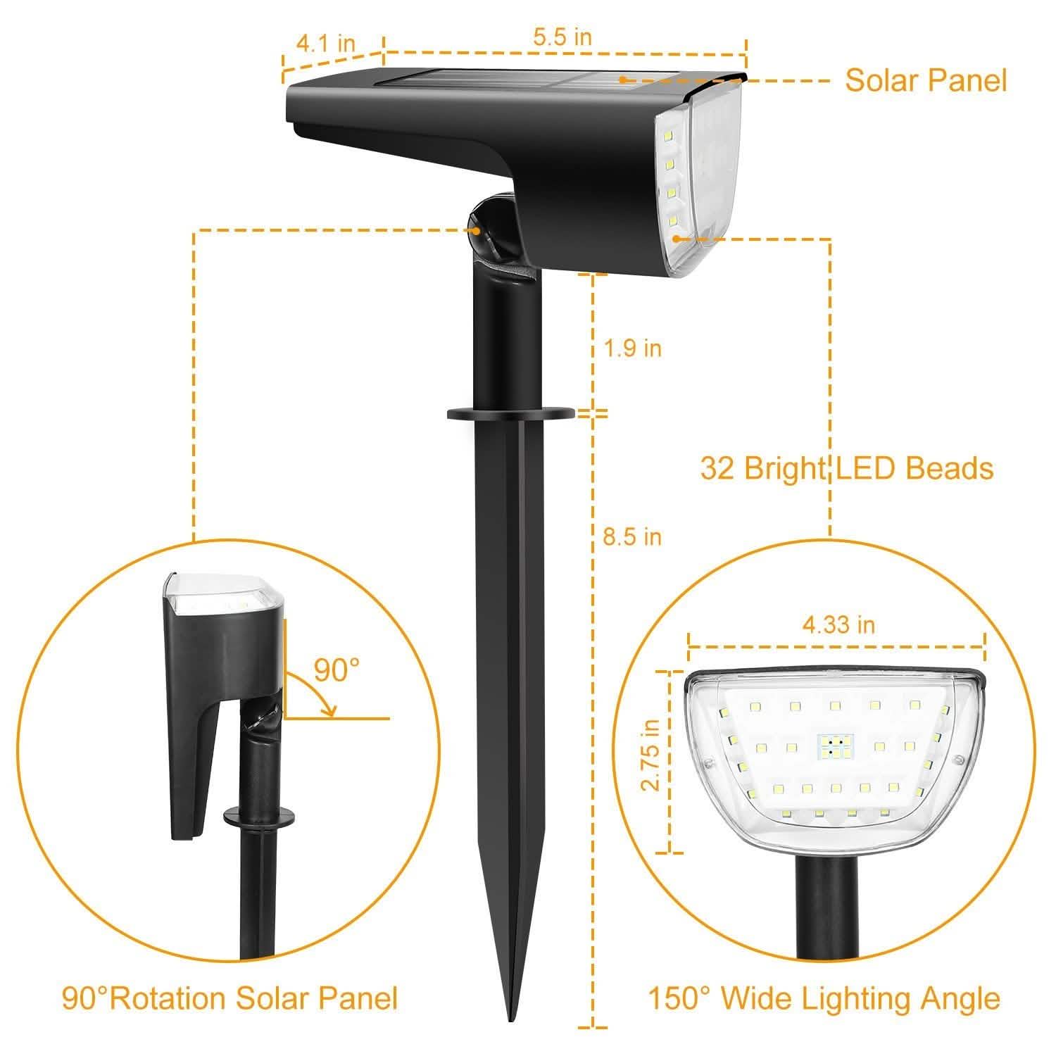 Lot de 2 : Spots solaires de jardin Solarek 32 LED