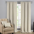 Lot de 2 : Panneaux de rideaux occultants texturés unis avec housses de coussin décoratives