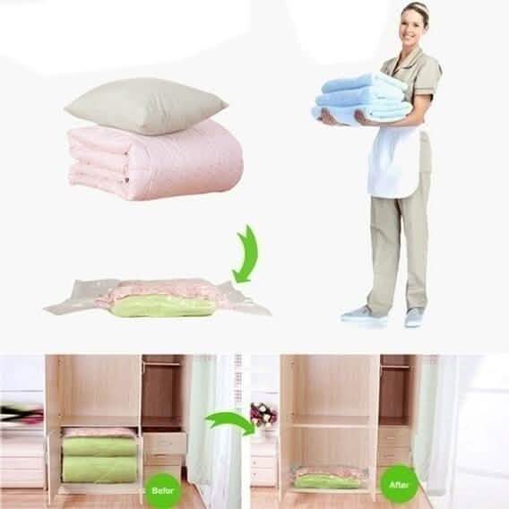 Lot de 2 : Sacs de rangement sous vide peu encombrants
