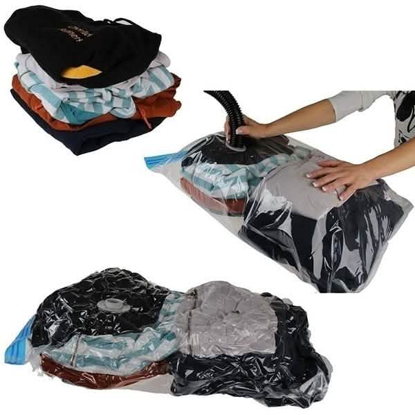 Lot de 2 : Sacs de rangement sous vide peu encombrants