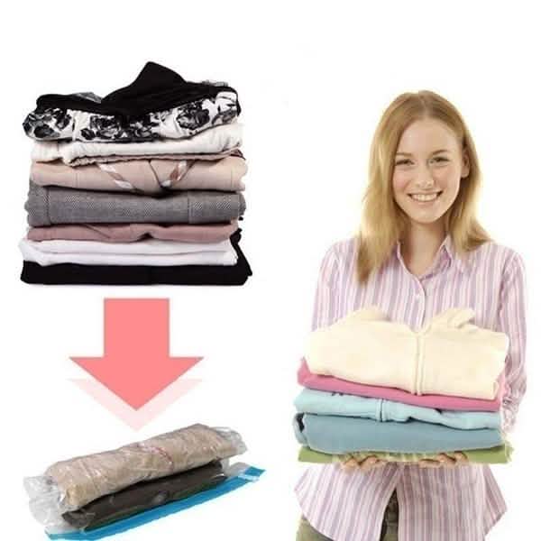 Lot de 2 : Sacs de rangement sous vide peu encombrants