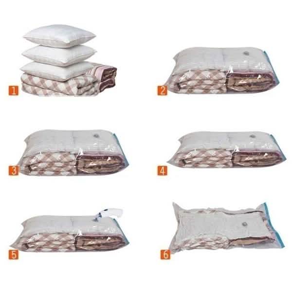 Lot de 2 : Sacs de rangement sous vide peu encombrants