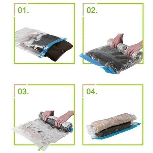 Lot de 2 : Sacs de rangement sous vide peu encombrants