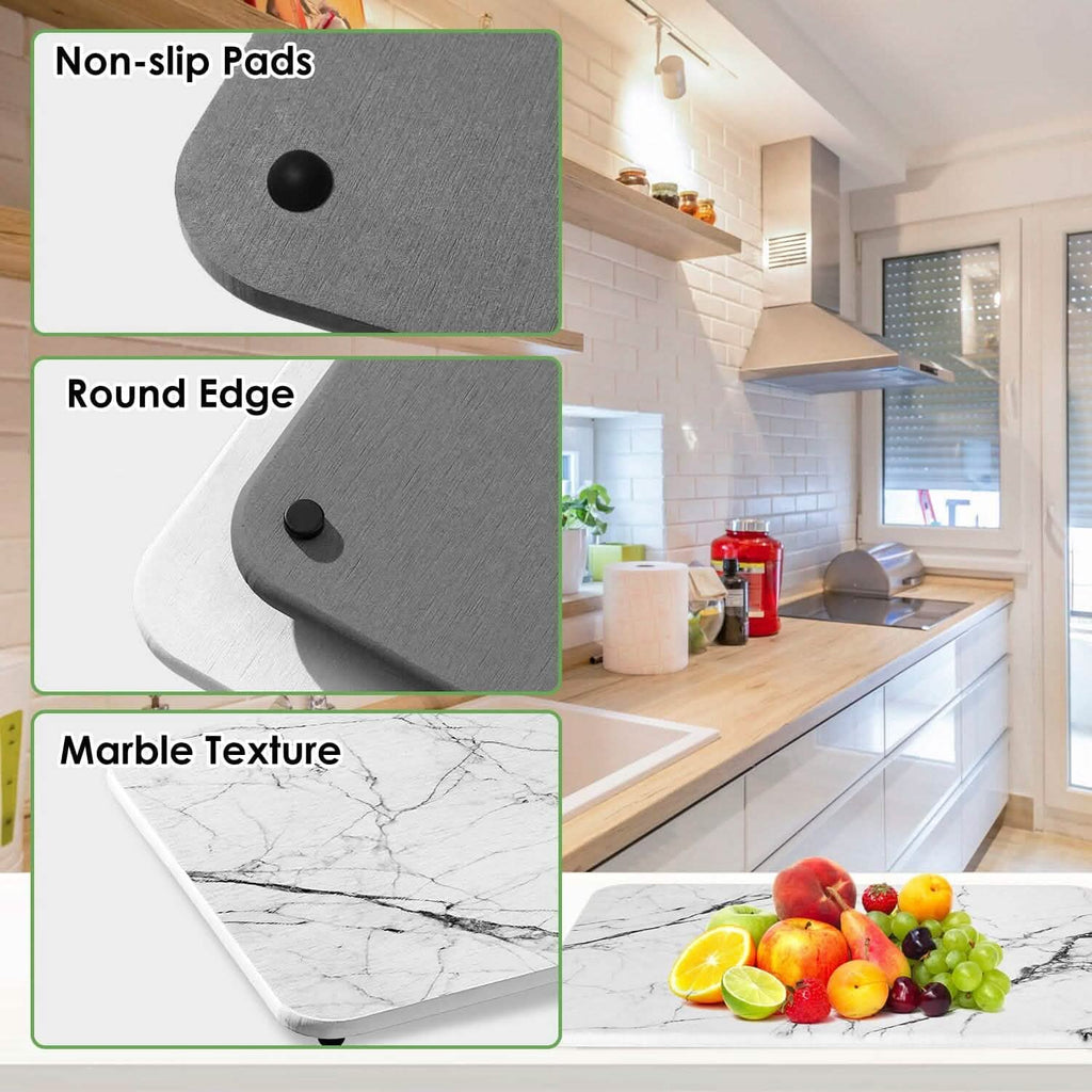 Lot de 2 : Tapis égouttoir en pierre de terre de diatomée en silicone