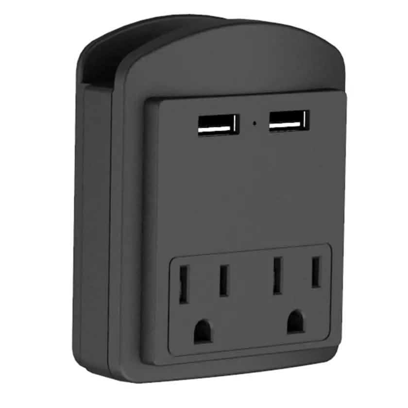 Lot de 2 : Multiprise murale 2 prises et 2 ports USB