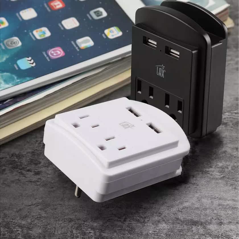 Lot de 2 : Multiprise murale 2 prises et 2 ports USB