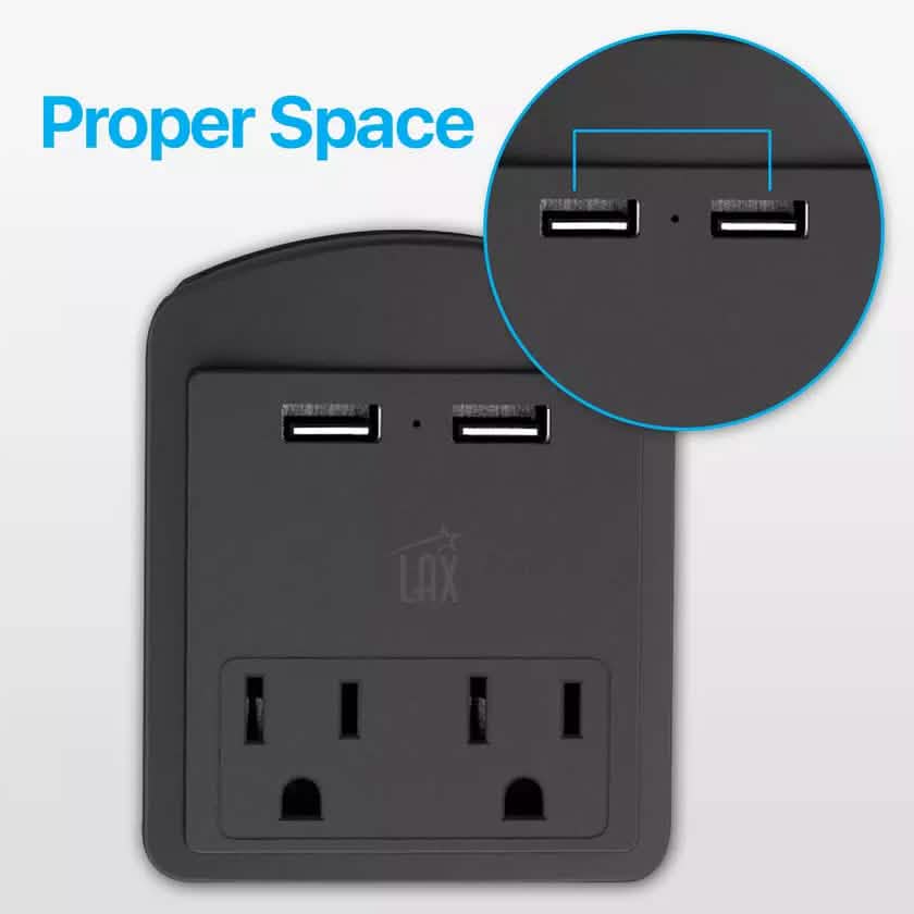 Lot de 2 : Multiprise murale 2 prises et 2 ports USB